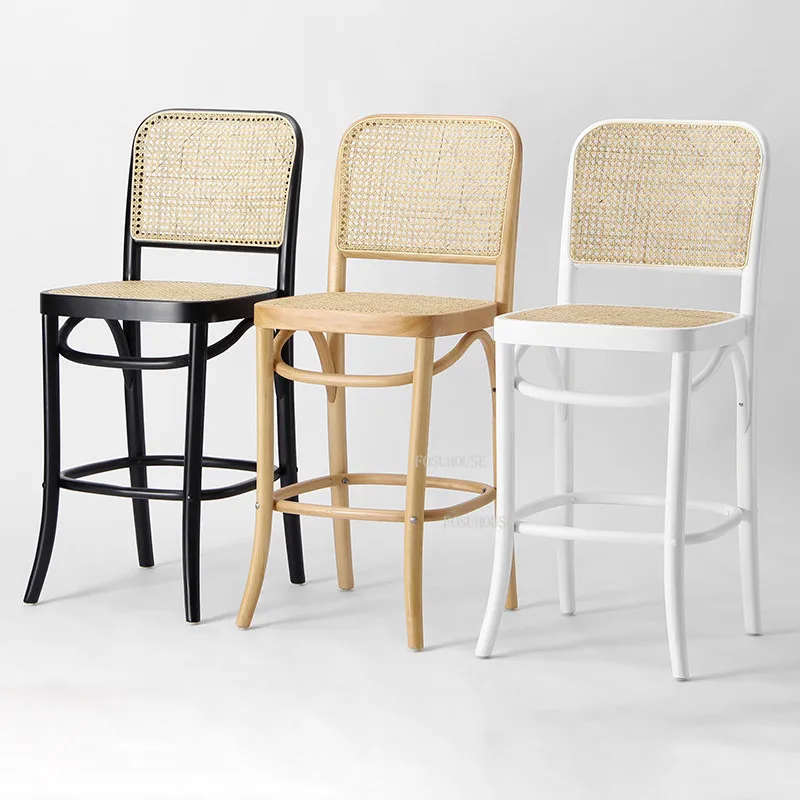 

Европейские барные стулья со спинкой, деревянные плетеные современные стулья из ротанга, роскошные минималистичные домашние предметы для отдыха
