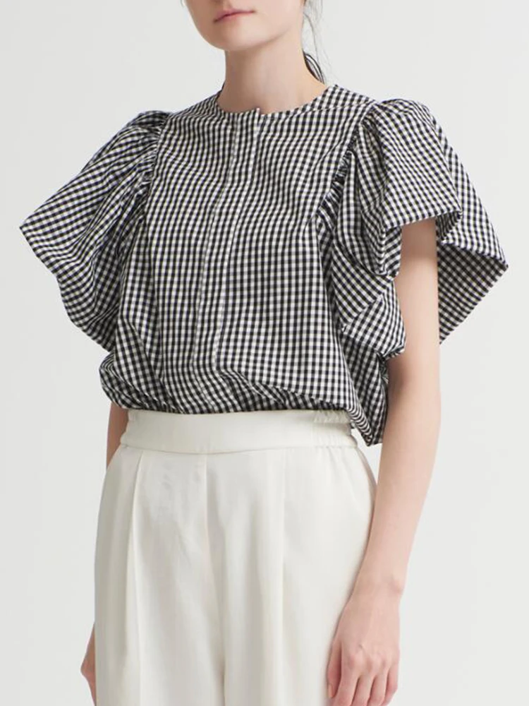 2022 New Spring Summer Women Elegant Temperament Plaid Loose Blouse Japan Style Office Lady Short Sleeve Shirts Femme Tops
2022 New Spring Summer Women Elegant Temperament Plaid Loose Blouse Japan Style Office Lady Short Sleeve Shirts Femme Tops