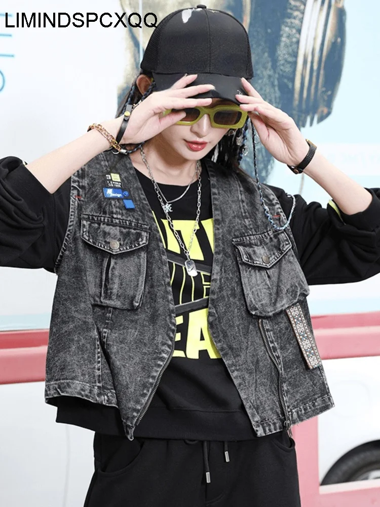 LIMINDSPCXQQ Womens Loose Street Denim Vest Spring British Style Punk Gothic Coat V-Neck Waistcoats Casual Sleeveless Clothes
LIMINDSPCXQQ Womens Loose Street Denim Vest Spring British Style Punk Gothic Coat V-Neck Waistcoats Casual Sleeveless Clothes
