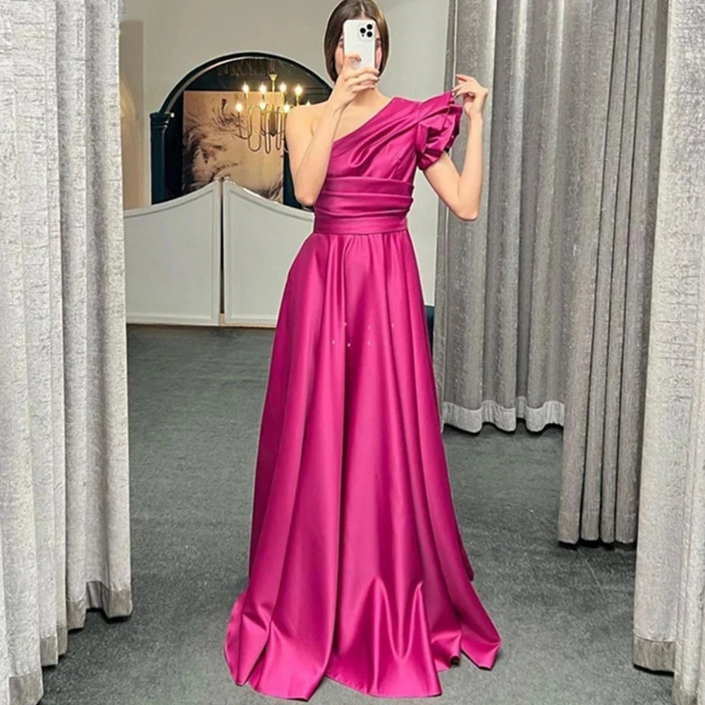Simple Pure Color Satin Evening Dresses Vintage Bandeau Elegant Party Dresses Formal Occasion One-Shoulder A-Line Floor Length
Simple Pure Color Satin Evening Dresses Vintage Bandeau Elegant Party Dresses Formal Occasion One-Shoulder A-Line Floor Length