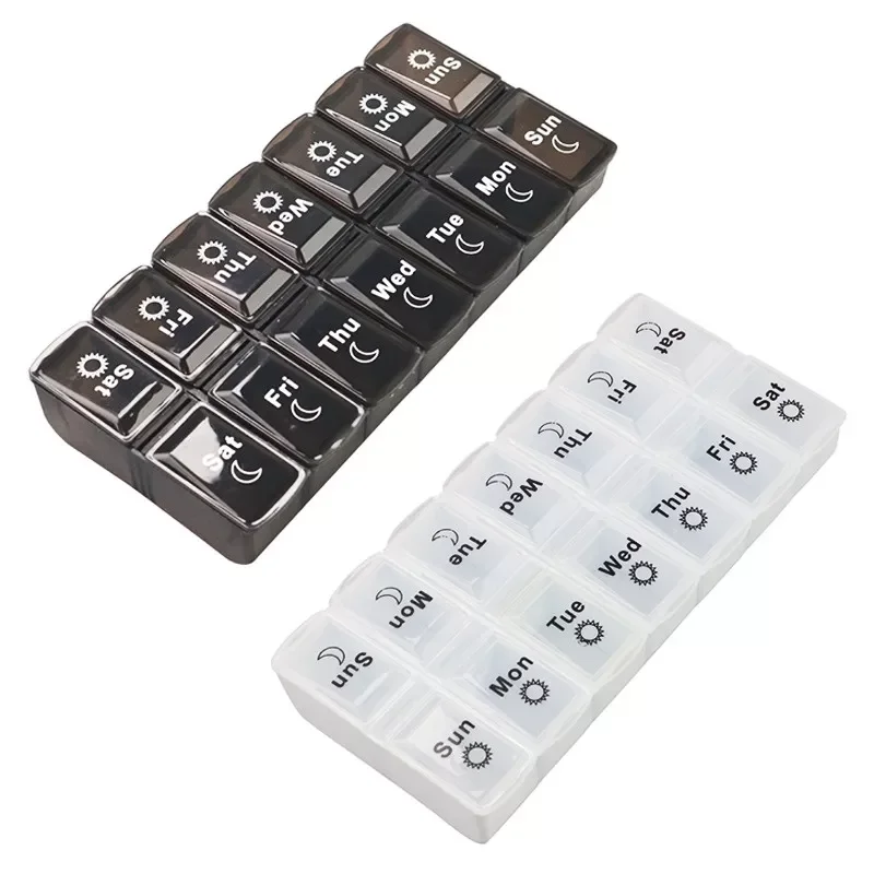 

1/2 pack 7 days weekly pill case 28/14 grids medicine tablte dispenser organizer pill box pill storage organizer container