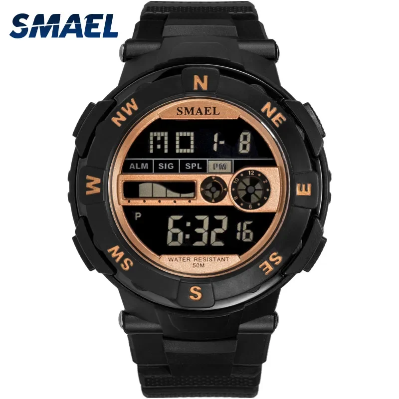 

Digital Men Watch SMAEL Sport Watches LED Male Clocks Waterproof Men's Relojes 1361B Black Wristwatches Casual Electronics Watch