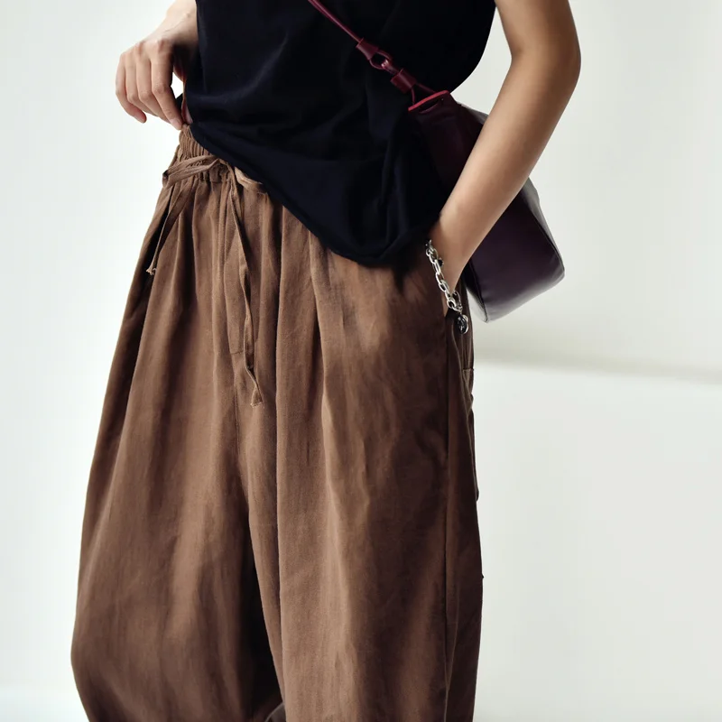 Hot sell sexy pants,Art retro to ancient times big pocket design loose and comfortable elastic waist leisure flax radish pants
Hot sell sexy pants,Art retro to ancient times big pocket design loose and comfortable elastic waist leisure flax radish pants