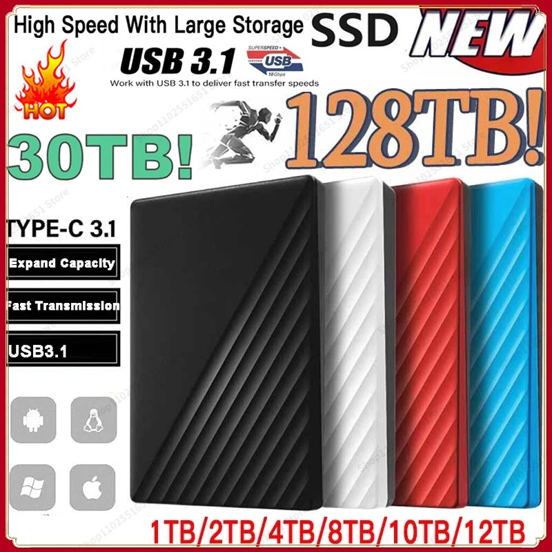 NEW 128TB Original 64TB High-speed 1TB SSD Portable External Solid State Hard Drive USB3.0 Interface Hard Drive For Laptop/mac
NEW 128TB Original 64TB High-speed 1TB SSD Portable External Solid State Hard Drive USB3.0 Interface Hard Drive For Laptop/mac