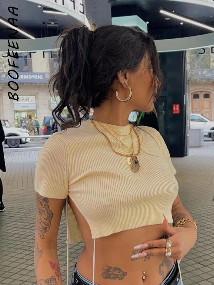 Сексуальный кроп-топ BOOFEENAA с Боковым Разрезом, летняя одежда, женские футболки, модная повседневная однотонная рифленая искусственная кожа
Сексуальный кроп-топ BOOFEENAA с Боковым Разрезом, летняя одежда, женские футболки, модная повседневная однотонная рифленая искусственная кожа