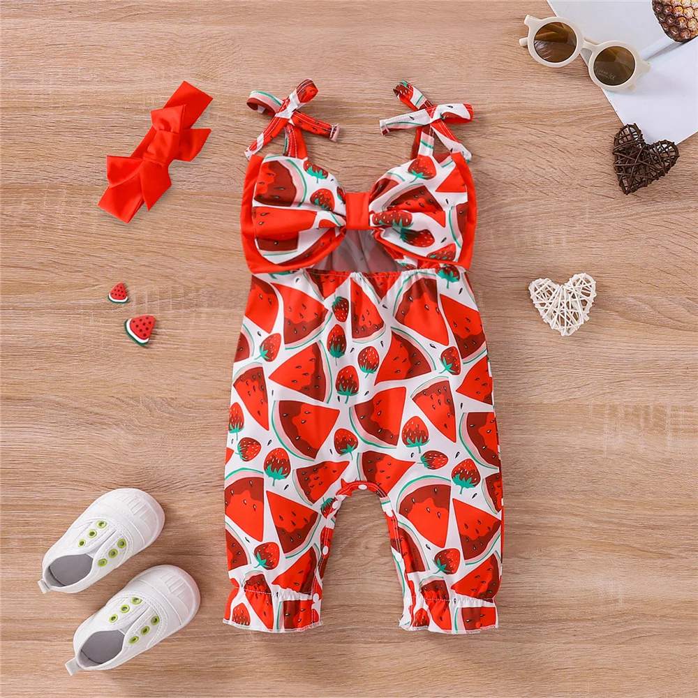 Newborn Baby Girl Watermelon Print Sleeveless Jumpsuit Toddler Kids Elastic Waist Loose Rompers Summer Clothes With Headband
Newborn Baby Girl Watermelon Print Sleeveless Jumpsuit Toddler Kids Elastic Waist Loose Rompers Summer Clothes With Headband