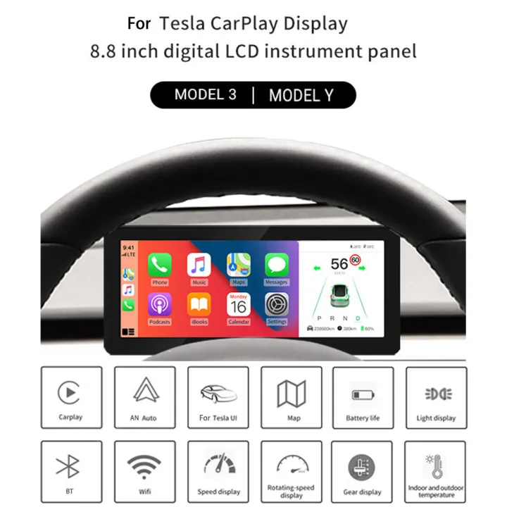 8.8 Inch Car LCD Dashboard Driver Display Monitor Heightened Fuel Tank Bracket For Tesla Model 3 And Model Y
8.8 Inch Car LCD Dashboard Driver Display Monitor Heightened Fuel Tank Bracket For Tesla Model 3 And Model Y