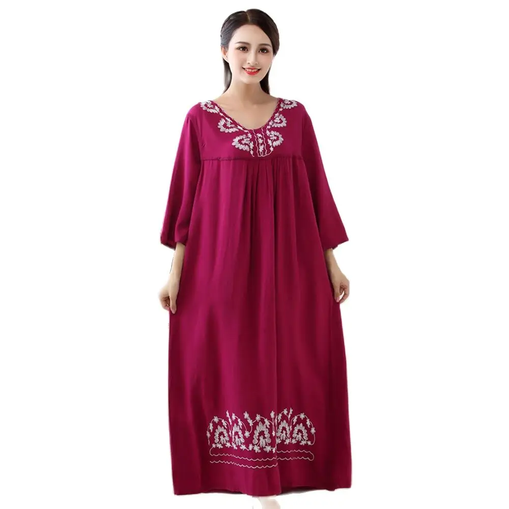 Women's Sleeping Dress Cotton Embroidered Loose Comfortable Leisure Cropped Sleeves Home Dress Nightdress Sleepwewar
Women's Sleeping Dress Cotton Embroidered Loose Comfortable Leisure Cropped Sleeves Home Dress Nightdress Sleepwewar