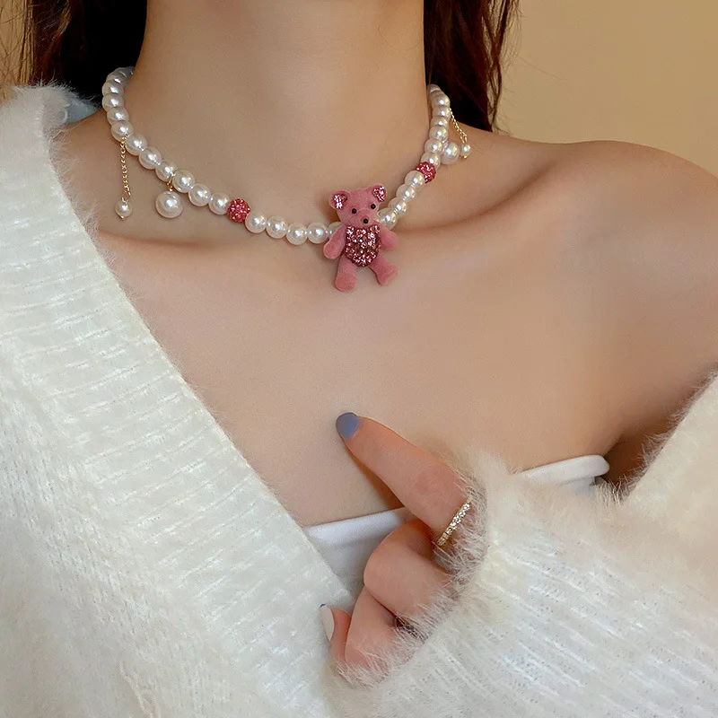 Cute Pink Bear Imitation Pearl Pendant Necklace Girl Korean Fashion Long Bear Sweater Necklace Necklace Cute Necklace Jewelry
Cute Pink Bear Imitation Pearl Pendant Necklace Girl Korean Fashion Long Bear Sweater Necklace Necklace Cute Necklace Jewelry
