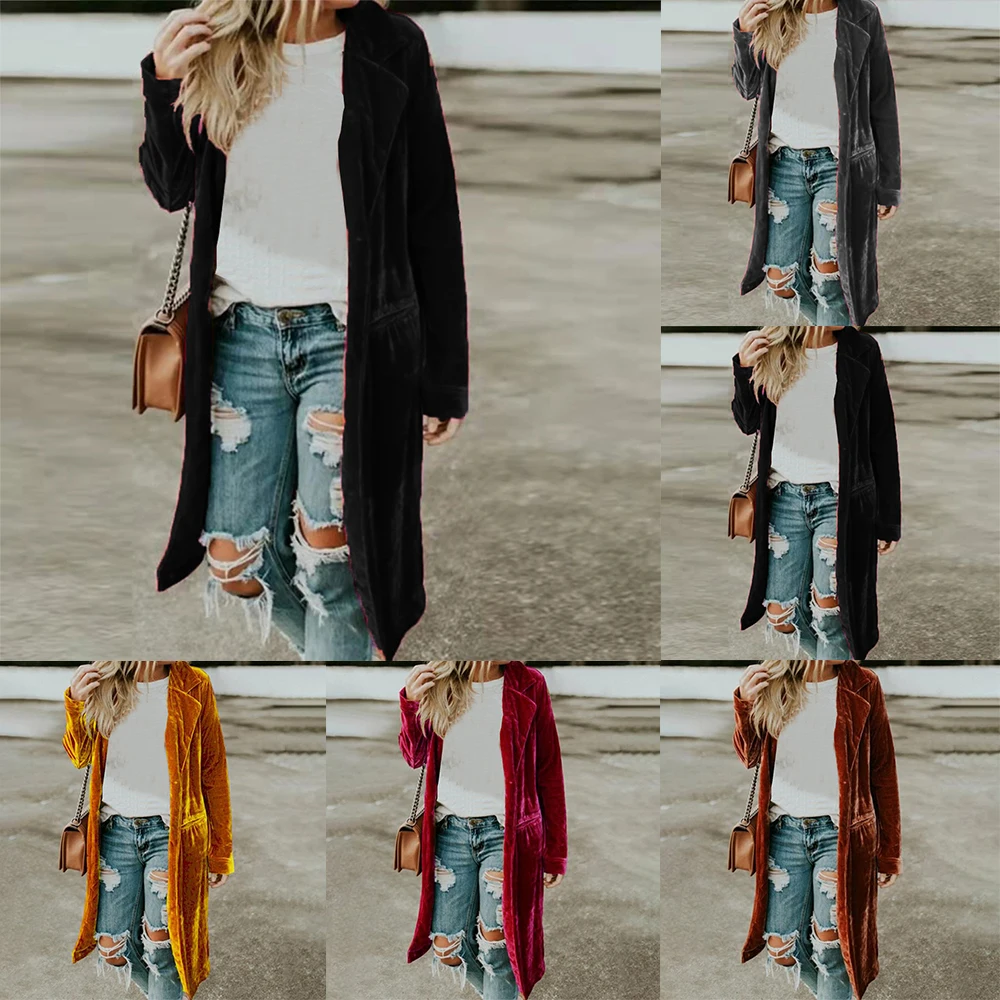 Women Long Jacket Autumn Winter Straight Loungewear Turn-Down Collar Full Sleeve Solid Ladies Outerwear New Vintage Pocket Coats
Women Long Jacket Autumn Winter Straight Loungewear Turn-Down Collar Full Sleeve Solid Ladies Outerwear New Vintage Pocket Coats