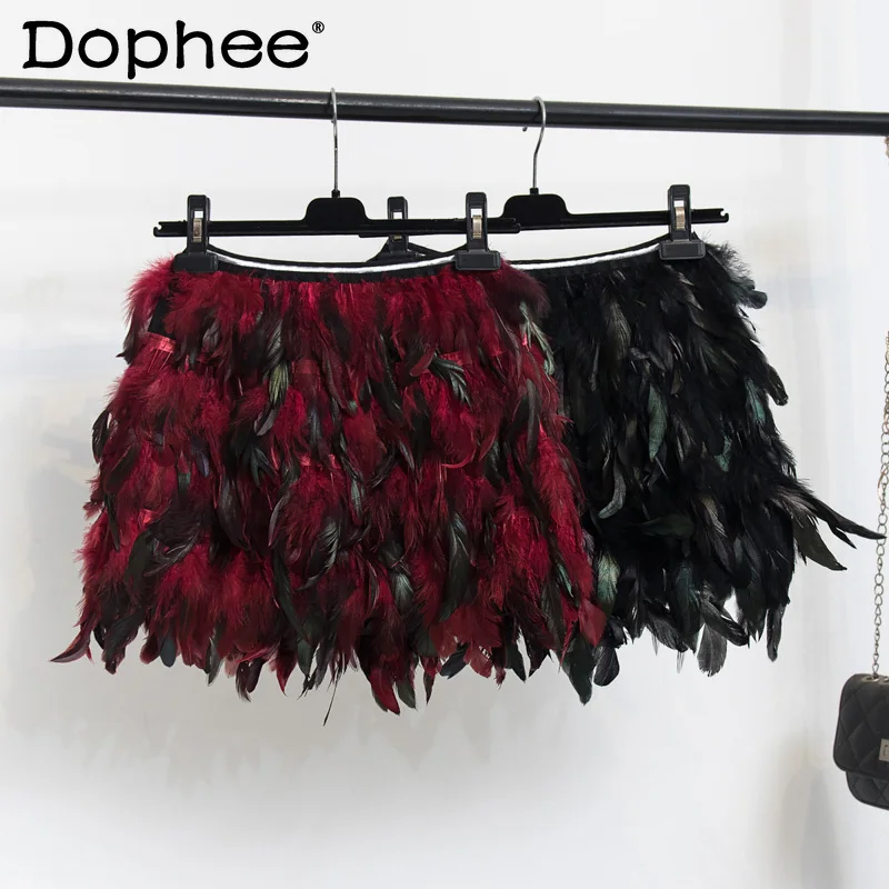 

Sexy Nightclub Feather Tassel Bubble Skirt Super Popular Socialite Temperament Birthday Party Disco Dancing Little Short Skirt