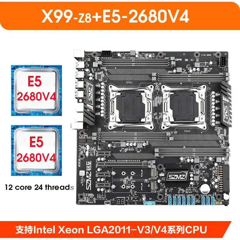 Комплект материнской платы X99 Dual Z8 с 2 шт. процессоров XEON E5 2680 V4, поддержка ddr4 ECC REG RAM
Комплект материнской платы X99 Dual Z8 с 2 шт. процессоров XEON E5 2680 V4, поддержка ddr4 ECC REG RAM