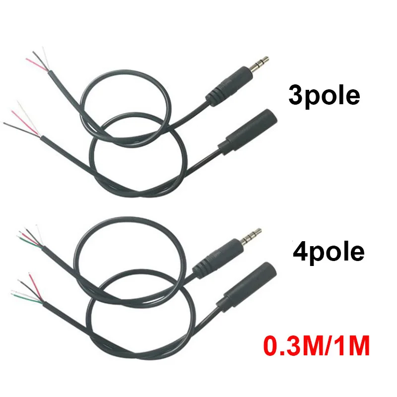 Удлинительный аудиокабель 0 3 м 1 5 мм контакта 4 Штекерный и гнездовой разъем Aux