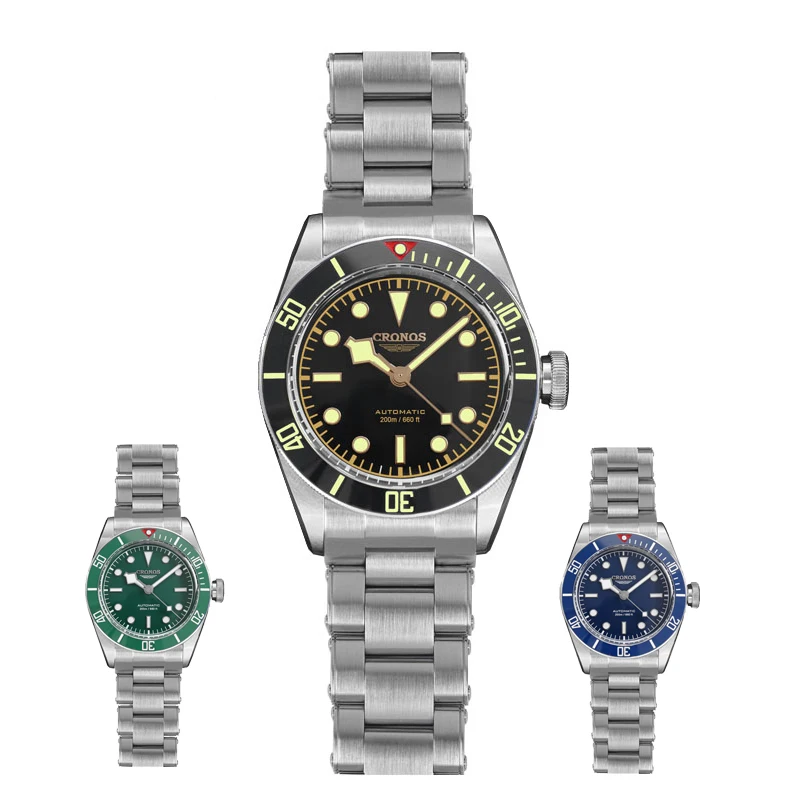 

Cronos Men Watch 41mm BB58 Vintage SW200 Movement Automatic Diver Wristwatches Female End Links Sapphire 20Bar Waterproof BGW-9