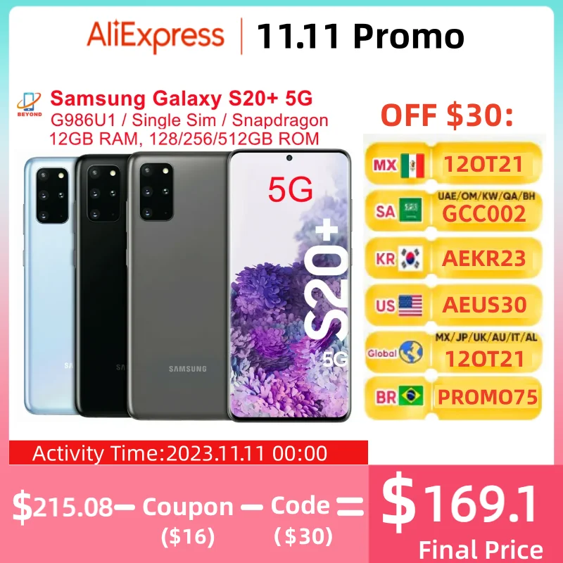 C Samsung Galaxy S20 + S20 Plus 5G G986U1 6,7 "128/256/512 ГБ ROM 12 Гб RAM Snapdragon NFC оригинальный сотовый телефон Android
C Samsung Galaxy S20 + S20 Plus 5G G986U1 6,7 "128/256/512 ГБ ROM 12 Гб RAM Snapdragon NFC оригинальный сотовый телефон Android