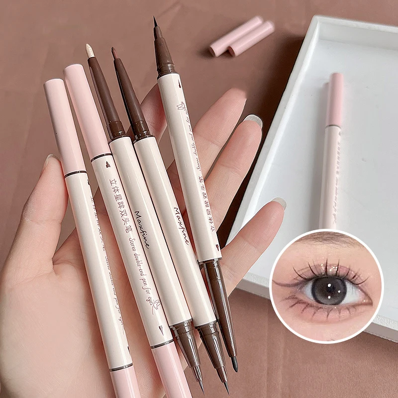 

2 In 1 Brown Gel Eyeliner Pencil Ultra-slim Liquid Eye Liner Shadow Pen Smooth High Pigment Silkworm Gel Pen Lasting Eyes Makeup