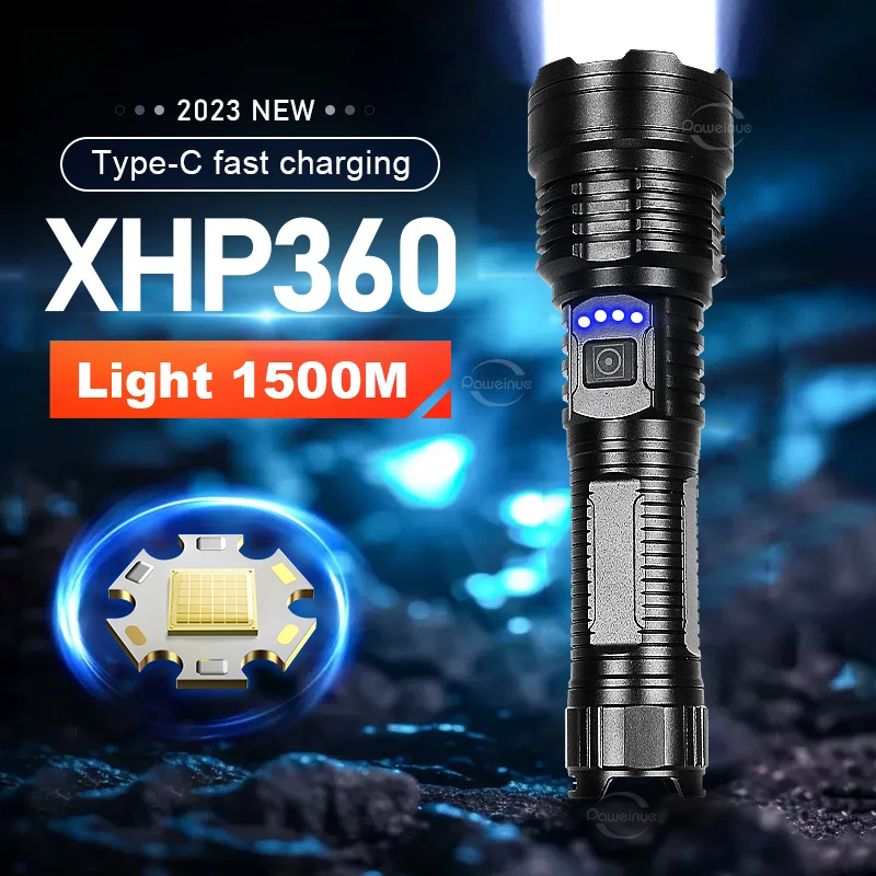 

High Power Led Flashlights Portable USB Power Bank Charging Flashlight Camping Self Defense Waterproof Long Range Lantern Torch