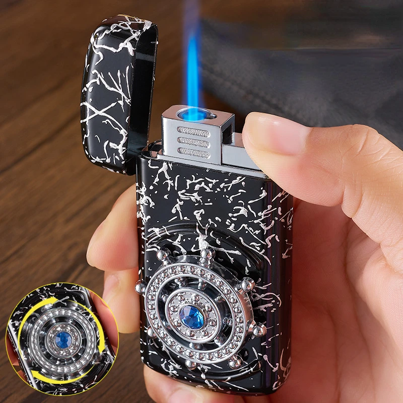 New Rotating Gyro Windproof Straight Blue Flame Lighter Metal Inflatable Cigarette Lighter
New Rotating Gyro Windproof Straight Blue Flame Lighter Metal Inflatable Cigarette Lighter