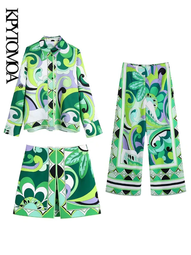KPYTOMOA Women Fashion Button-up Printed Blouses And High Waist Side Zipper Ankle Trousers And Shorts Skirts Female Sets Mujer
KPYTOMOA Women Fashion Button-up Printed Blouses And High Waist Side Zipper Ankle Trousers And Shorts Skirts Female Sets Mujer