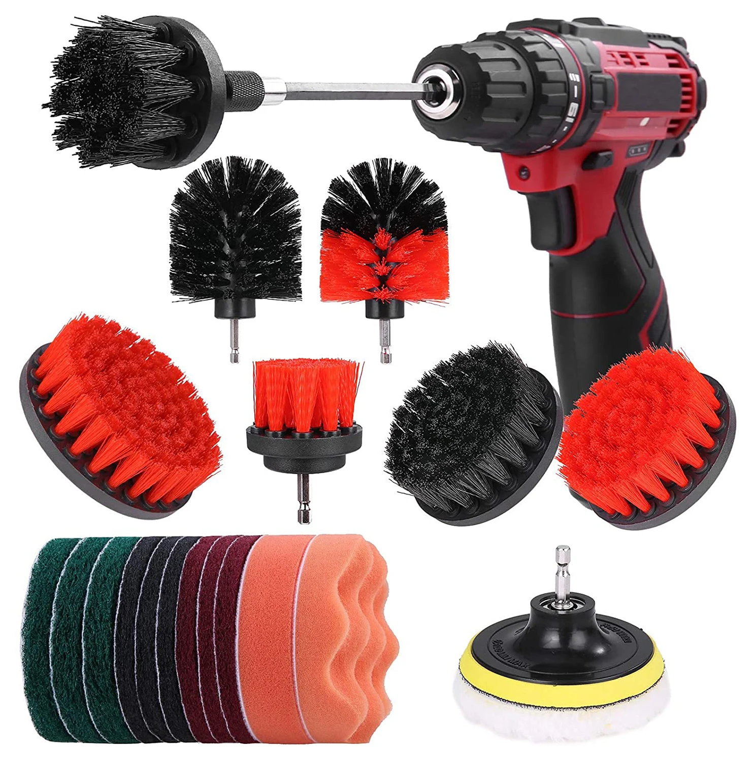 21PCS Drill Brush Attachments Set Drill Brush Set for Cleaning Power Scrubber Pad Sponge Kit with Extend Rod for Grout Tiles
21PCS Drill Brush Attachments Set Drill Brush Set for Cleaning Power Scrubber Pad Sponge Kit with Extend Rod for Grout Tiles