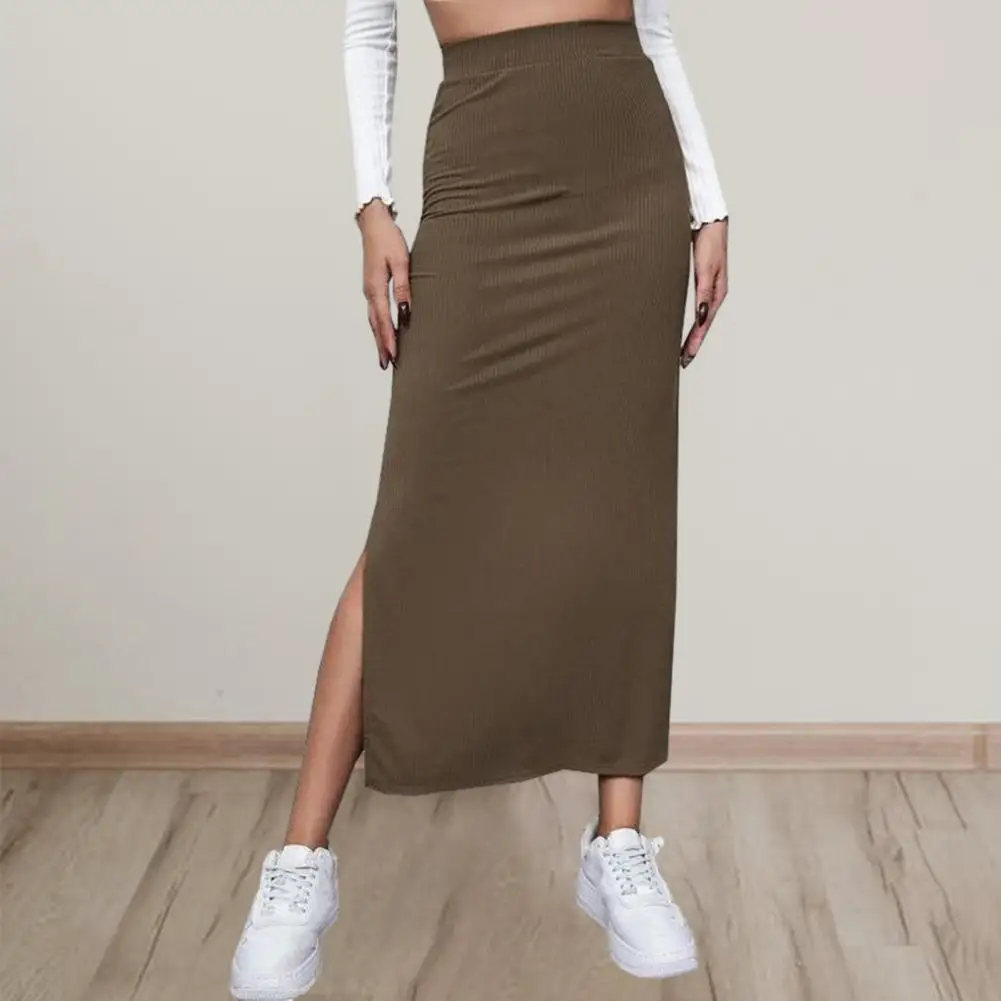 

High Waist Skirt Elegant Office Lady Skirt High Waist Slim Fit Side Split Hem for Workwear Professional Attire Wrap Hip Skirt
