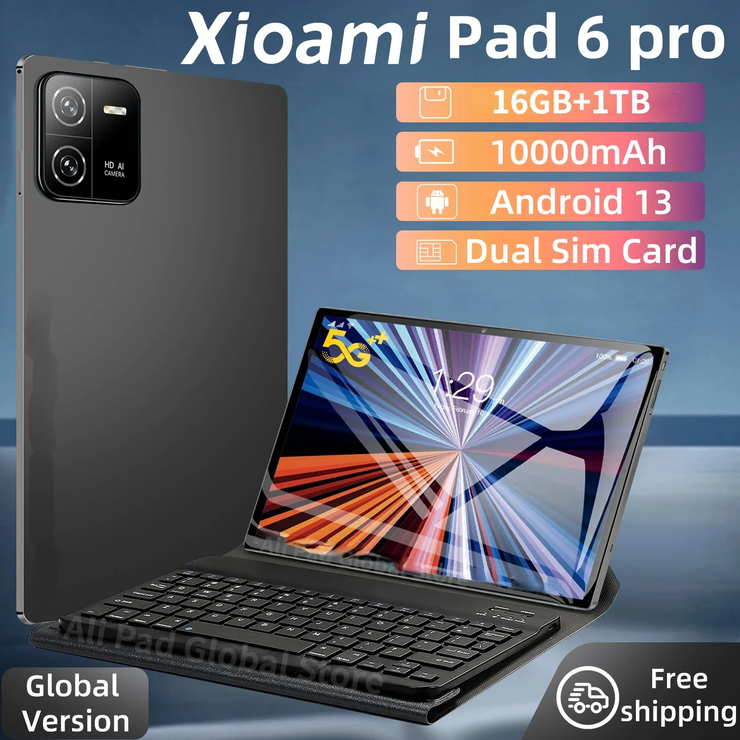 

Оригинальный планшет, 2024 дюймов, Android 13 Pad 6 Pro 16 ГБ + 1 ТБ, Snapdragon 888, планшеты с двумя SIM-картами, ПК, Wi-Fi, HD, 4K, Mi Tab