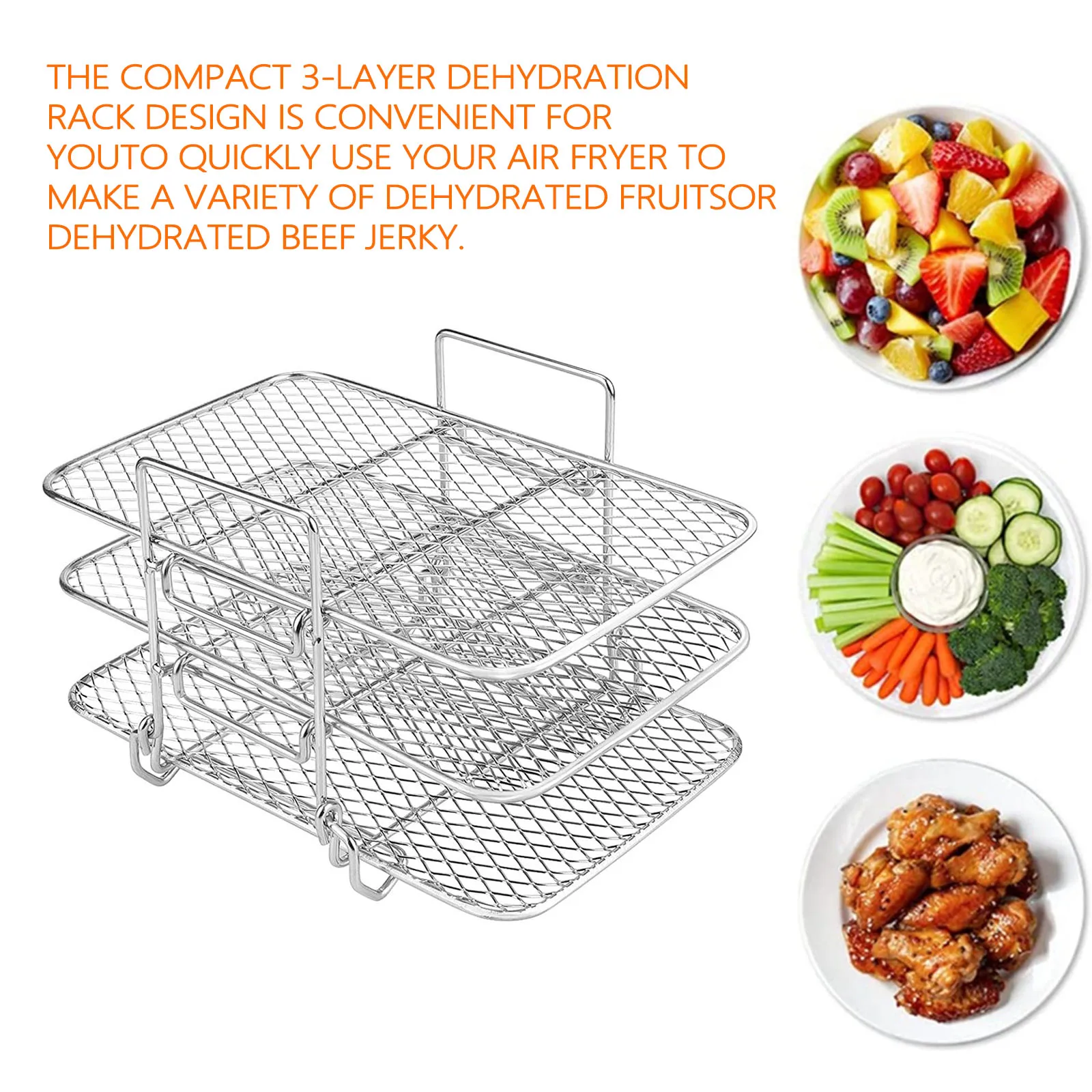 

Stainless Steel Steamer Rack 3 Layer Grill Rack Grid Air Fryer Steaming Rack Pot Pan Pressure Cooker Trivet Kitchen Cookware