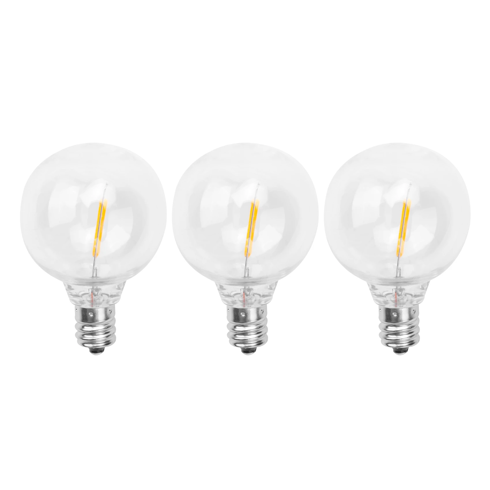 3Pcs G40 Led Replacement Light Bulbs, E12 Screw Base Shatterproof LED Globe Bulbs for Solar Warm White 
3Pcs G40 Led Replacement Light Bulbs, E12 Screw Base Shatterproof LED Globe Bulbs for Solar Warm White