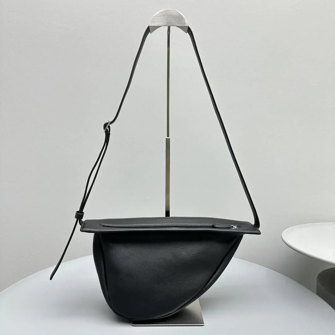 

New The R0w Suede Penholder Bag R0w Reverse Suede Leather Underarm Bag Mini Triangle Bag Leather Handbag Pencil Bag.