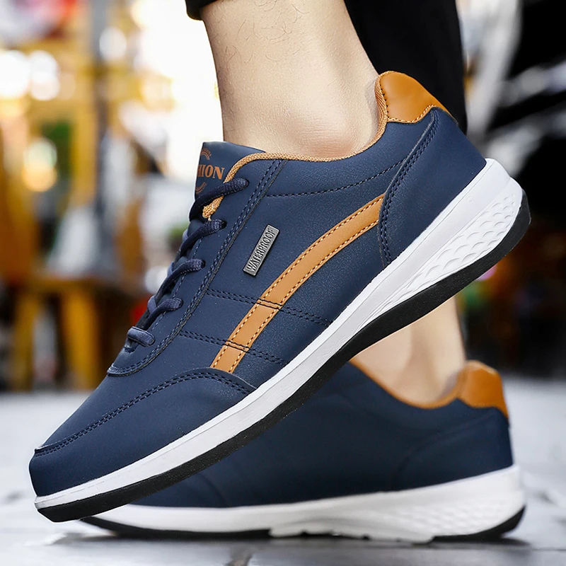 Leather men shoes 2022 running walking men's casual sneaker Non-slip Footwear spring dark blue fashion Vulcanized shoes size 48 
Leather men shoes 2022 running walking men's casual sneaker Non-slip Footwear spring dark blue fashion Vulcanized shoes size 48