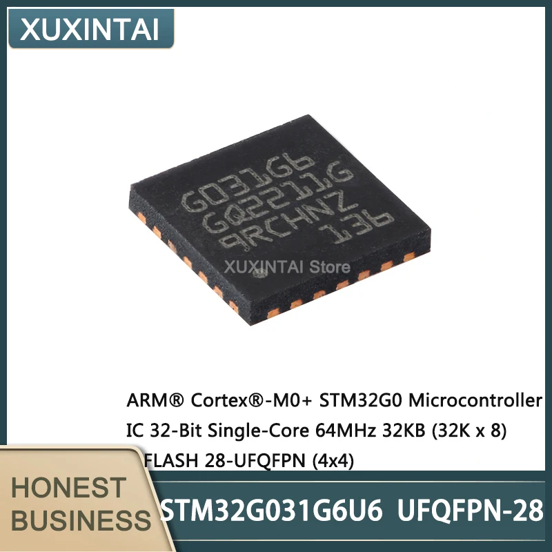 10Pcs/Lot New Original STM32G031G6U6 STM32G031 UFQFPN-28 Microcontroller IC 32-Bit Single-Core 64MHz 32KB (32K x 8) FLASH 
10Pcs/Lot New Original STM32G031G6U6 STM32G031 UFQFPN-28 Microcontroller IC 32-Bit Single-Core 64MHz 32KB (32K x 8) FLASH