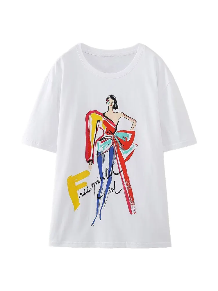 Женская новая летняя модная футболка с рисунком для девочек, винтажная универсальная Повседневная шикарная женская футболка с круглым вырезом, топы для женщин, 2023
Женская новая летняя модная футболка с рисунком для девочек, винтажная универсальная Повседневная шикарная женская футболка с круглым вырезом, топы для женщин, 2023