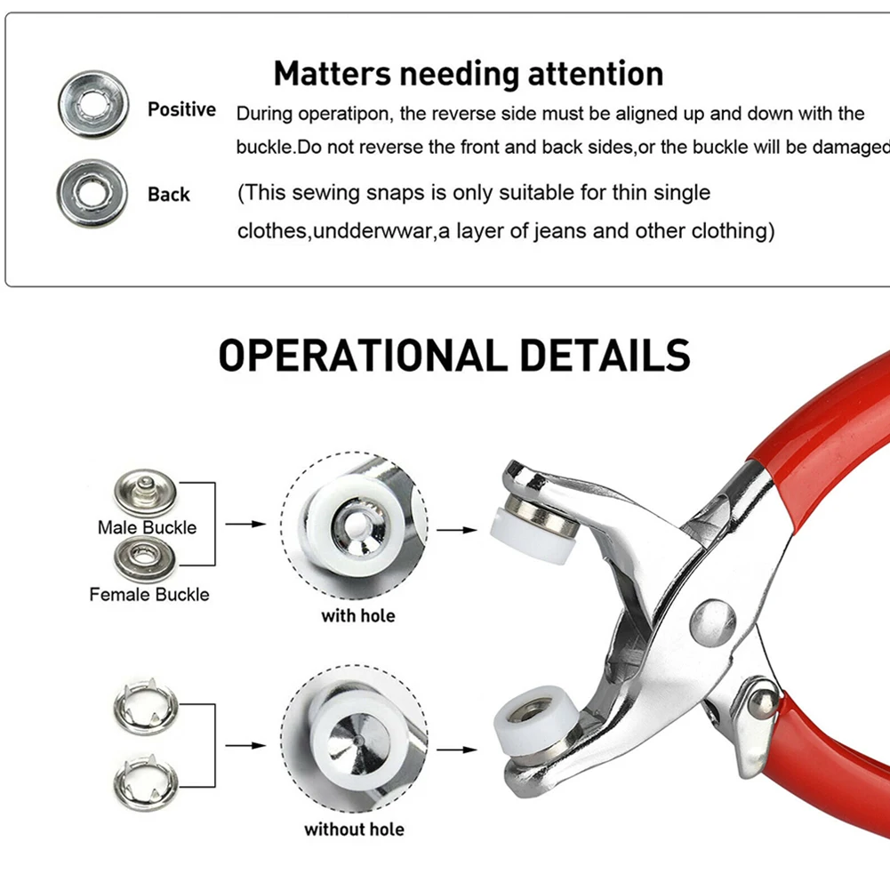 Plier Tool 100pcs Metal Snap Button Thickened Snap Fastener Kit DIY Craft Supplies For Installing Clothes Bag Sewing Accessories
Plier Tool 100pcs Metal Snap Button Thickened Snap Fastener Kit DIY Craft Supplies For Installing Clothes Bag Sewing Accessories