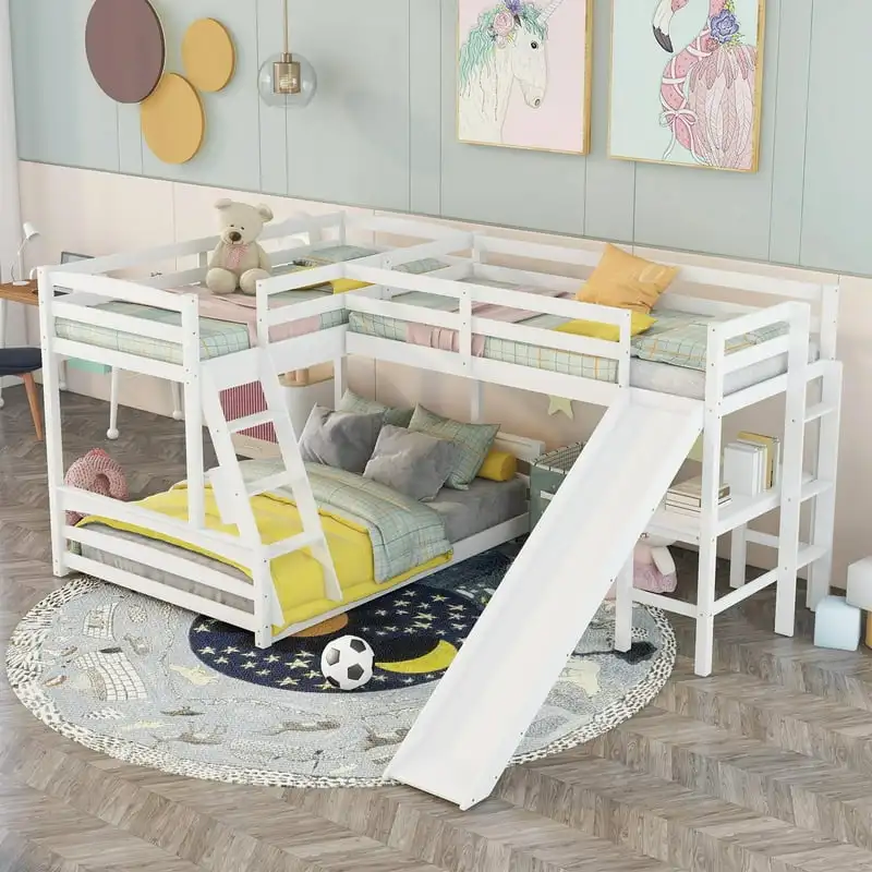 

Двуспальная двухъярусная кровать и двуярусная Лофт-кровать со столом, белая надувная кровать, кровать для людей и собак, кровать для кровати