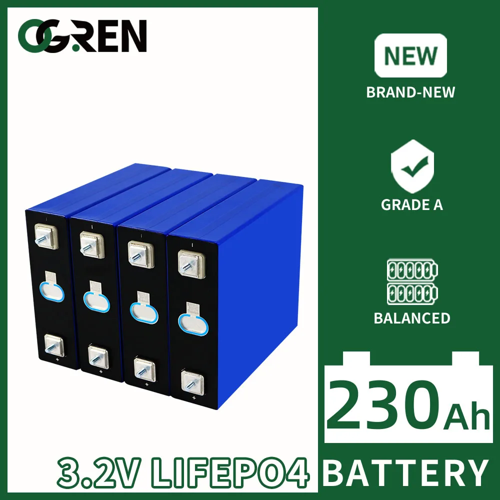 

New 230AH Lifepo4 Battery 1-32PCS 3.2V Brand 12V 24V 36V 48V Grade A DIY Rechargeable Battery Pack DIY RV Golf Cart With Busbars