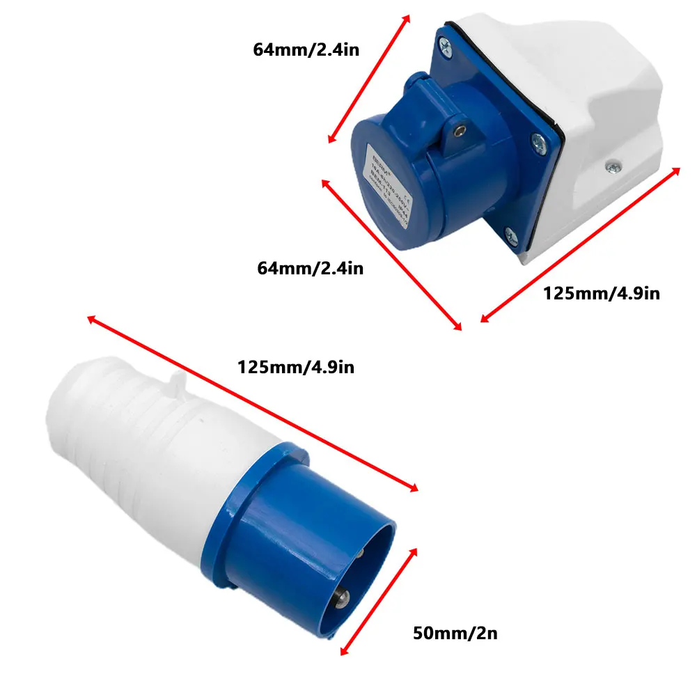 IP44 Industrial Waterproof Socket + Plug Socket And Plug 4.9 X 2 X 2 Inches Camper Caravan Van Wall Mounted 16 Amp
IP44 Industrial Waterproof Socket + Plug Socket And Plug 4.9 X 2 X 2 Inches Camper Caravan Van Wall Mounted 16 Amp