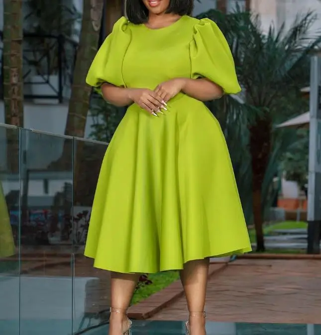 Elegant Women's Dress 2023 Simple Solid Color Round Neck Temperament Puff Sleeve Light Cooked Style A-Line Waist Swing Dress
Elegant Women's Dress 2023 Simple Solid Color Round Neck Temperament Puff Sleeve Light Cooked Style A-Line Waist Swing Dress