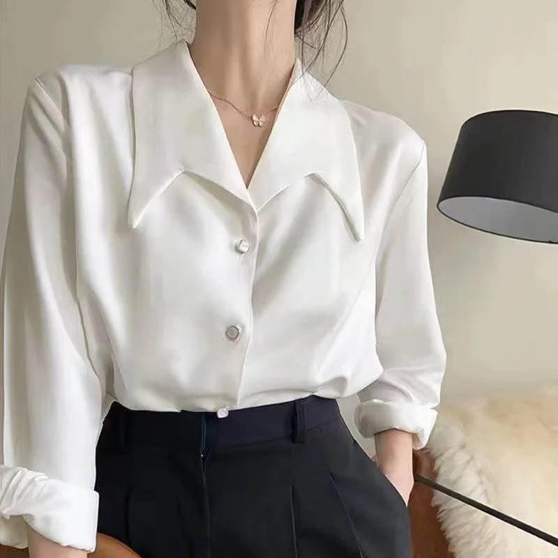 Elegant Office Lady Long Sleeve Blouse Women Tops Autumn Spring Button Shirt Chic Clothes French Style White Shirt Blusas 23441
Elegant Office Lady Long Sleeve Blouse Women Tops Autumn Spring Button Shirt Chic Clothes French Style White Shirt Blusas 23441