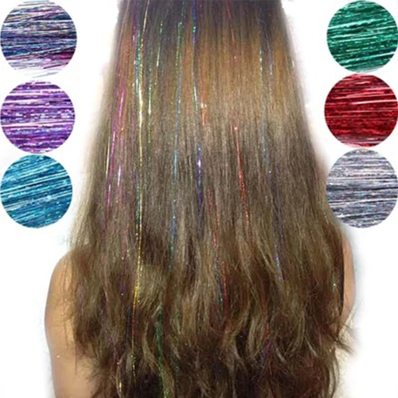 

8 Colors Hair Tinsel Sparkle Fashion Sexy Party Holographic Hair Accessories Glitter Extensions Highlights False Hair