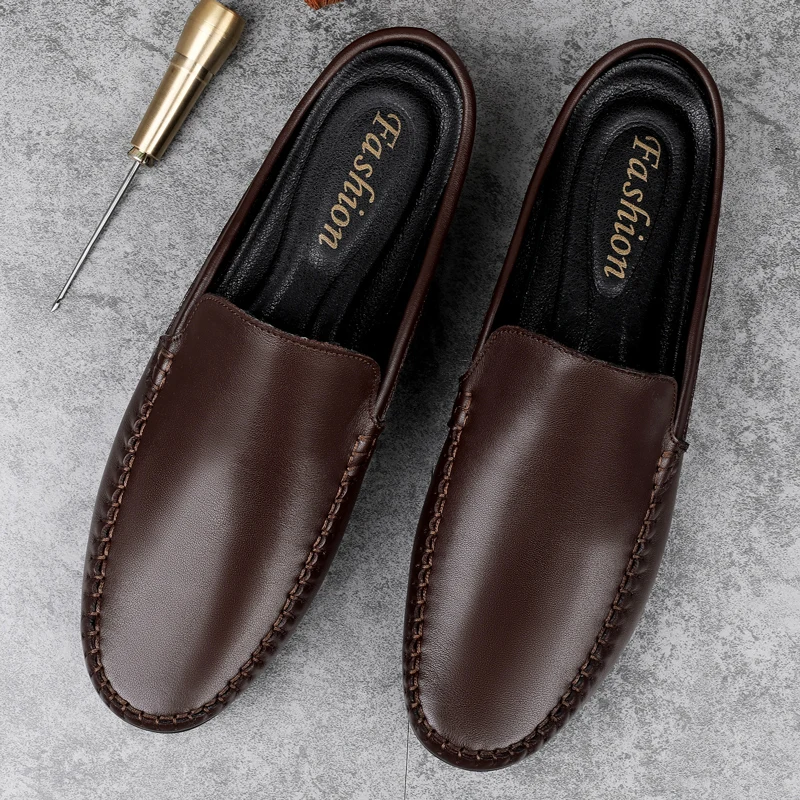 Black Half Shoes For Men Summer Genuine Leather Men's Slippers Non-slip Casual Loafers Outdoor Breathable Mules Zapatos Hombre
Black Half Shoes For Men Summer Genuine Leather Men's Slippers Non-slip Casual Loafers Outdoor Breathable Mules Zapatos Hombre