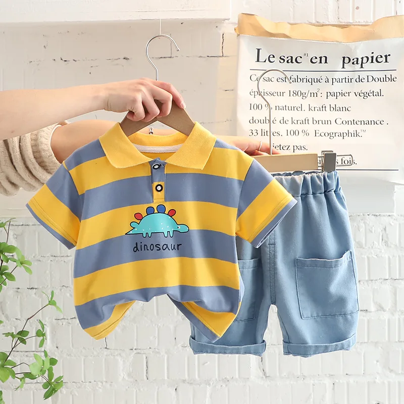 Toddler Boy Clothes Kids Fashion Summer Stripes Lapel Cartoon Cute Dinosaur Short Sleeve Sports Shorts 2-piece Set 1 2 3 4 Years
Toddler Boy Clothes Kids Fashion Summer Stripes Lapel Cartoon Cute Dinosaur Short Sleeve Sports Shorts 2-piece Set 1 2 3 4 Years