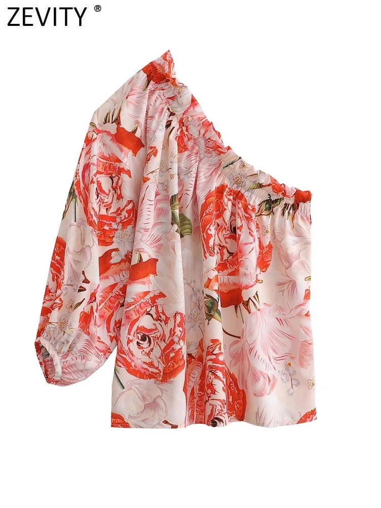 Zevity Women Tropical Floral Print Single Shoulder Asymmetrical Smock Blouses Lady Chic Agaric Lace Shirt Blusas Tops LS10127
Zevity Women Tropical Floral Print Single Shoulder Asymmetrical Smock Blouses Lady Chic Agaric Lace Shirt Blusas Tops LS10127