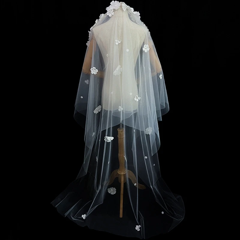 X7YC Bridal Veil One-Layer Cut Edge Flower Decoration Illusion Tulle Long Drop Chapel-Veils for Bride Elegant Photo Props 
X7YC Bridal Veil One-Layer Cut Edge Flower Decoration Illusion Tulle Long Drop Chapel-Veils for Bride Elegant Photo Props