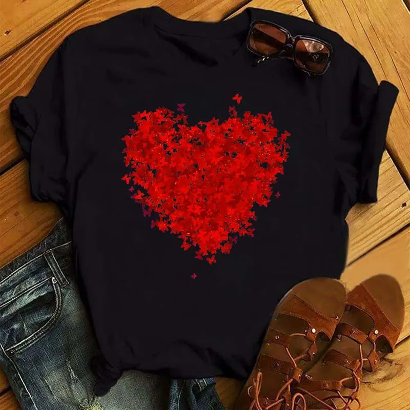 2022 Woman Red Butterfly Love Heart Print T Shirts Harajuku Korean Short Sleeves Tshirts Casual O-Neck Female Tops Tees Shirt 
2022 Woman Red Butterfly Love Heart Print T Shirts Harajuku Korean Short Sleeves Tshirts Casual O-Neck Female Tops Tees Shirt