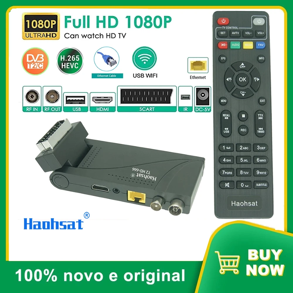 

Haohsat DVB-T2HD-666 Scart HD H.265 DVB-T2 Digital TV Tuner Italy Russia DVB-T2 H265 HEVC HD Decoder DVB T2 Terrestrial Receiver