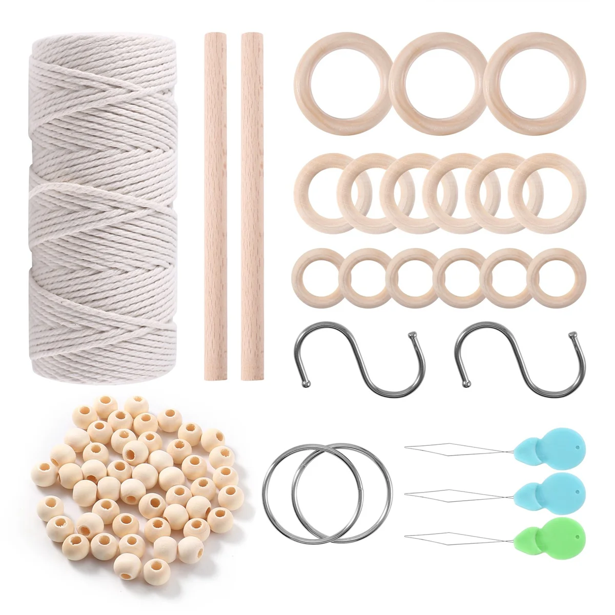 Macrame Cotton Cord 3mm with Macrame Beads Wooden Rope Wooden Rod with Hooks for Plant Wall Hangers Macrame Kit
Macrame Cotton Cord 3mm with Macrame Beads Wooden Rope Wooden Rod with Hooks for Plant Wall Hangers Macrame Kit