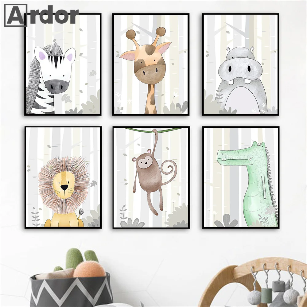 Nursery Animal Wall Art Poster Lion Dinosaur Zebra Elephant Deer Monkey Canvas Paintings Pictures Baby Room Decor Cartoon Print
Nursery Animal Wall Art Poster Lion Dinosaur Zebra Elephant Deer Monkey Canvas Paintings Pictures Baby Room Decor Cartoon Print
