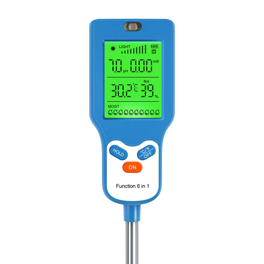 6 в 1, высокоточный тестер почвы, pH, температура, влажность, солнечный свет, воздух, влажность, измеритель плодородия питательных веществ, инструмент для садоводства и посадки
6 в 1, высокоточный тестер почвы, pH, температура, влажность, солнечный свет, воздух, влажность, измеритель плодородия питательных веществ, инструмент для садоводства и посадки