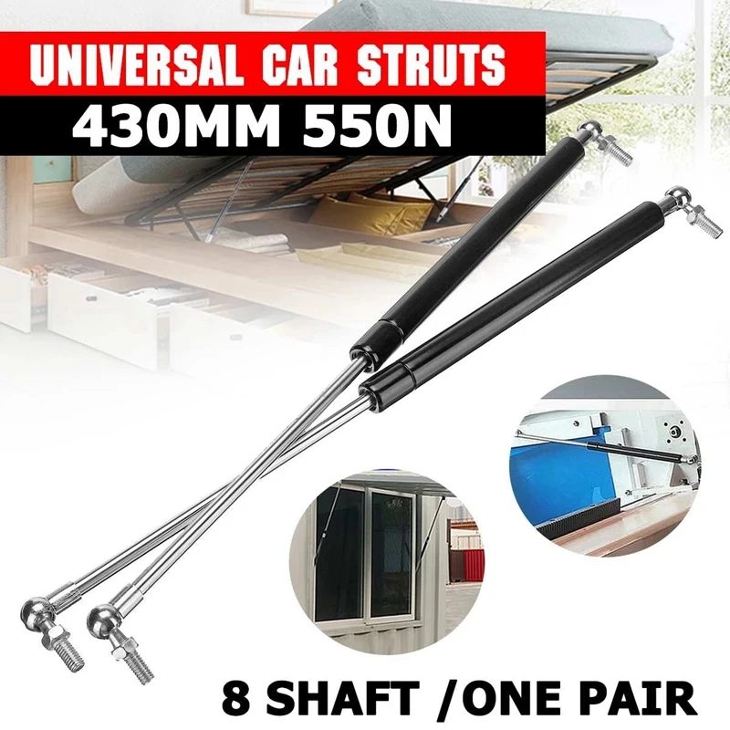 

2Pcs 430mm 550N M8 Universal Car Strut Bars Gas Strut Spring Support for Window Van Tractor Bus Lorry RV Trunk Trailer