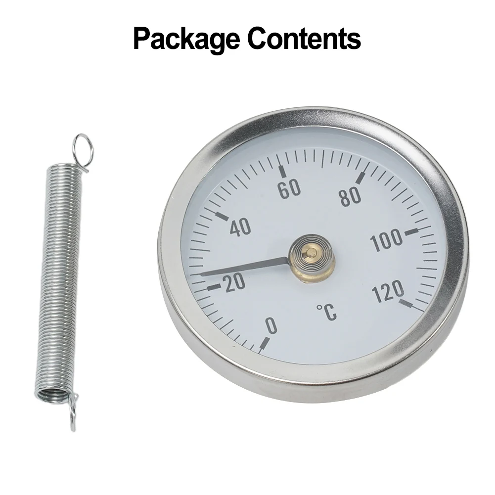 Durable Pipe Thermometers Bimetal 0-120℃ 63mm Analog Clamp-on Heating Pipe Industrial Pipeline Stainless Steel
Durable Pipe Thermometers Bimetal 0-120℃ 63mm Analog Clamp-on Heating Pipe Industrial Pipeline Stainless Steel
